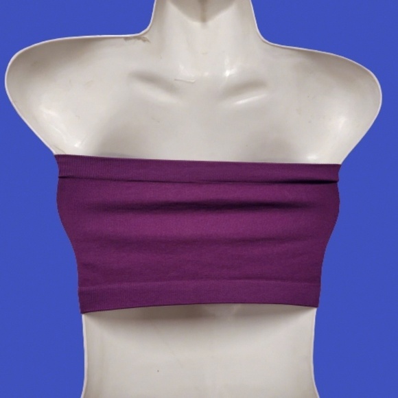 PURPLE Padded Tube Top Zippered Bandeau One Size - New - Picture 2 of 11